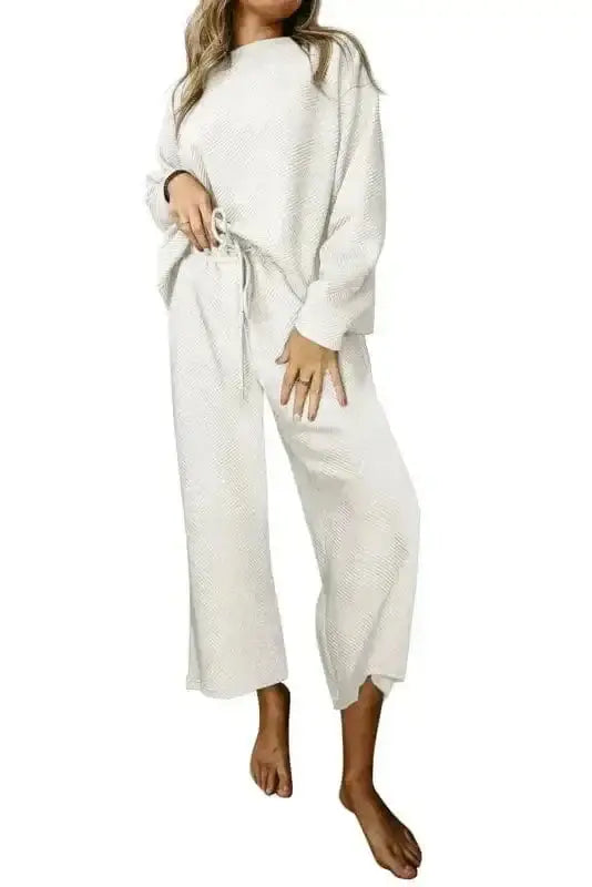 Loungewear Fashionfitz Black Textured Loungewear Set for Women