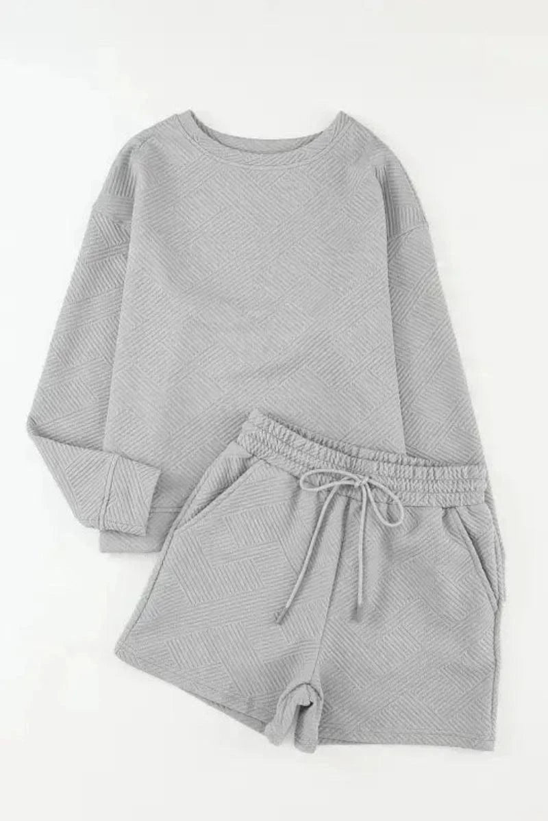 Loungewear Fashionfitz Gray Textured Lounge Set for Comfort