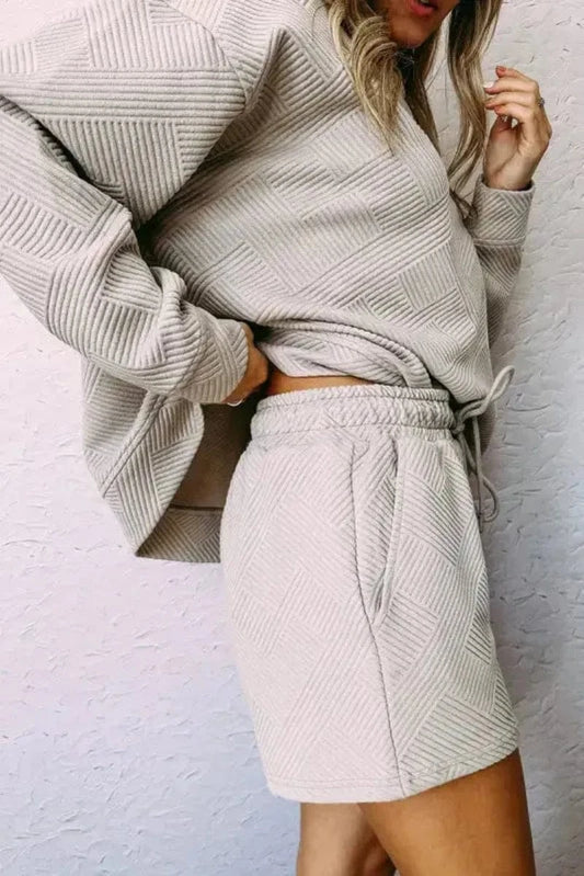 Loungewear Fashionfitz Gray Textured Lounge Set for Comfort