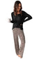 Loungewear Long Sleeve Top and Leopard Print Pants Lounge Set