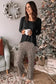 Loungewear Long Sleeve Top and Leopard Print Pants Lounge Set