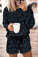 Loungewear Pink Leopard Long Sleeve Satin Tie Shorts Two Piece Set