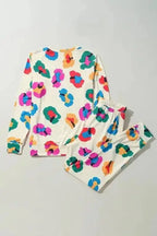 Loungewear Savannah Sunset: Apricot Leopard Lounge Set