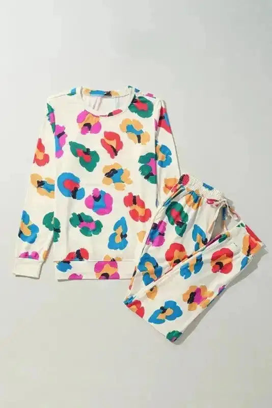 Loungewear Savannah Sunset: Apricot Leopard Lounge Set