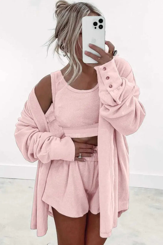 Loungewear & Sleepwear/Loungewear Women’s 3-Piece Lounge Set - Cozy and Stylish