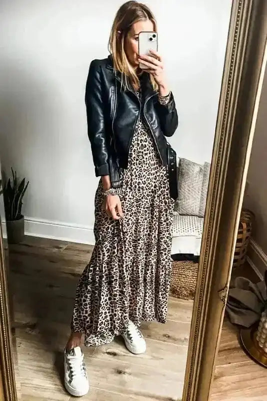 Maxi Dresses Apricot Leopard Maxi - Elegance Unleashed