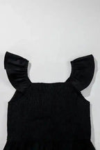 Maxi Dresses Black Maxi Dress - Flutter Sleeve Smocked Bodice