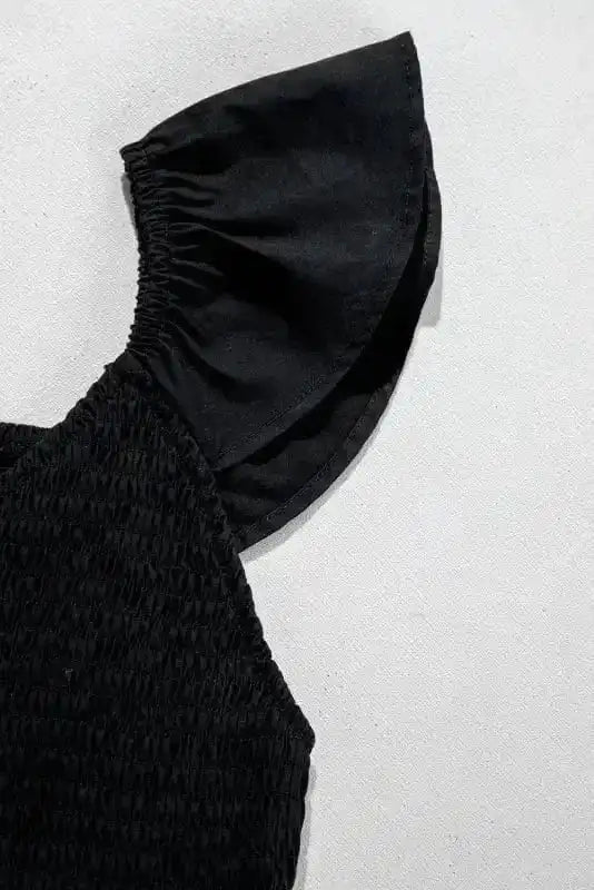Maxi Dresses Black Maxi Dress - Flutter Sleeve Smocked Bodice