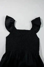 Maxi Dresses Black Maxi Dress - Flutter Sleeve Smocked Bodice