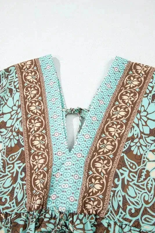 Maxi Dresses Boho Floral Maxi Dress - Open Back