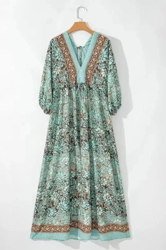 Maxi Dresses Boho Floral Maxi Dress - Open Back
