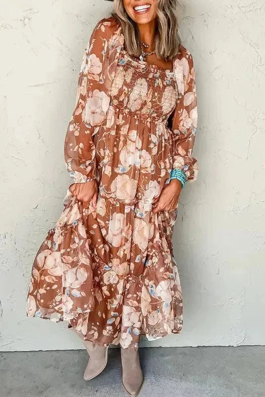 Maxi Dresses Brown Floral Maxi Dress