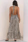 Maxi Dresses Brown Leopard Maxi Dress - Halter Neck Backless Ruffled Hem