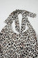 Maxi Dresses Brown Leopard Maxi Dress - Halter Neck Backless Ruffled Hem