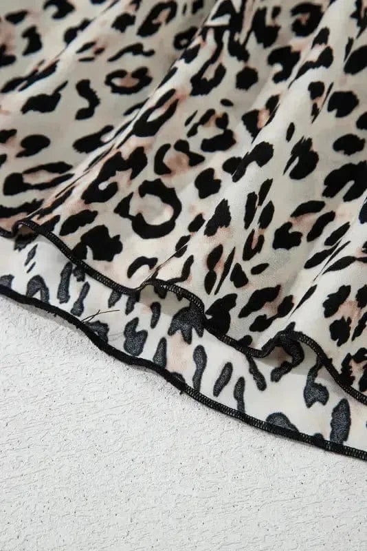 Maxi Dresses Brown Leopard Maxi Dress - Halter Neck Backless Ruffled Hem