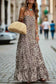 Maxi Dresses Brown Leopard Maxi Dress - Halter Neck Backless Ruffled Hem