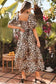 Maxi Dresses Leopard Maxi Dress - Bubble Sleeve Square Neck