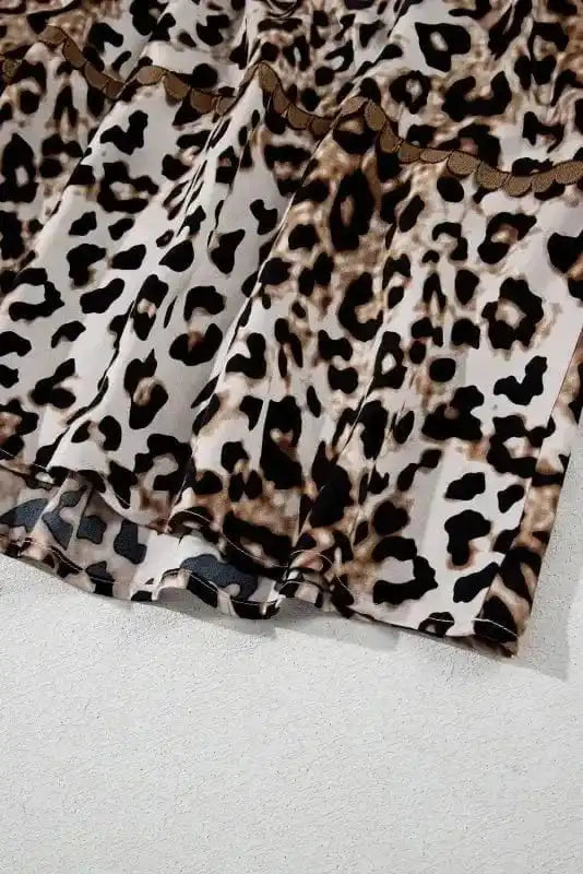 Maxi Dresses Leopard Maxi Dress - Bubble Sleeve Square Neck
