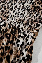 Maxi Dresses Leopard Maxi Dress - Bubble Sleeve Square Neck