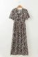 Maxi Dresses Leopard Open Back Maxi Dress - V Neck Cinched High Waist