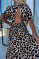 Maxi Dresses Leopard Open Back Maxi Dress - V Neck Cinched High Waist