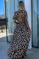 Maxi Dresses Leopard Open Back Maxi Dress - V Neck Cinched High Waist