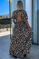 Maxi Dresses Leopard Open Back Maxi Dress - V Neck Cinched High Waist
