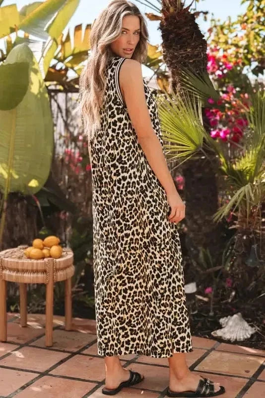 Maxi Dresses Leopard Sleeveless Maxi Dress