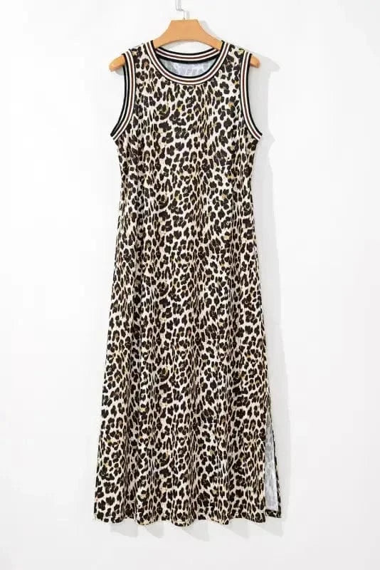 Maxi Dresses Leopard Sleeveless Maxi Dress
