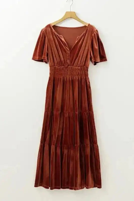 Maxi Dresses Luxe Velvet Tiered Maxi - Elegance Redefined