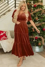 Maxi Dresses Luxe Velvet Tiered Maxi - Elegance Redefined