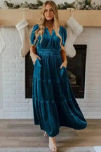 Maxi Dresses Luxe Velvet Tiered Maxi - Elegance Redefined