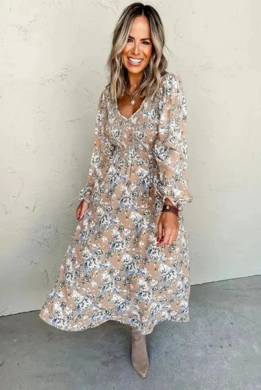 Maxi Dresses Maple Grove Floral Maxi Dress - Smocked Puff Sleeve
