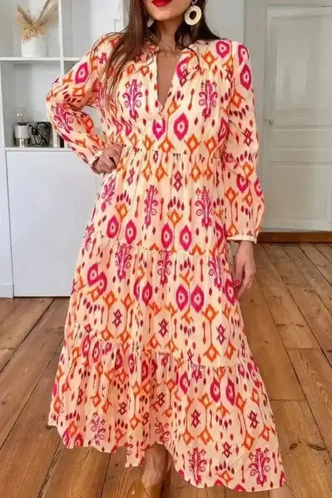 Maxi Dresses Orange / S / 100%Polyester Abstract Sienna Maxi Dress