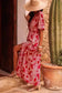 Maxi Dresses Red Paisley Maxi Dress - Side Slit Puff Sleeve High Waist