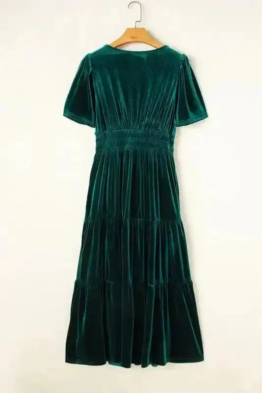 Maxi Dresses Velvet Rhapsody Tiered Maxi Dress - Evergreen