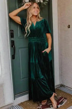 Maxi Dresses Velvet Rhapsody Tiered Maxi Dress - Evergreen