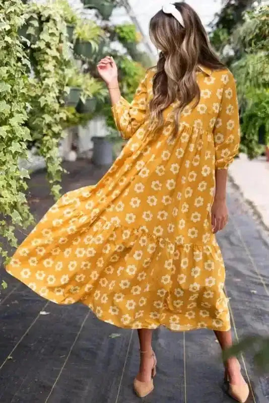 Maxi Dresses Yellow Flower Print Maxi Dress