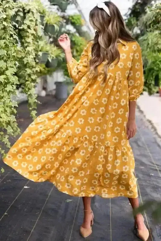 Maxi Dresses Yellow Flower Print Maxi Dress
