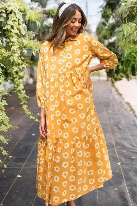 Maxi Dresses Yellow Flower Print Maxi Dress