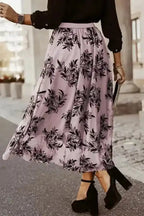 Maxi Skirts Leaves Embroidered Maxi Skirt