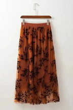 Maxi Skirts Leaves Embroidered Maxi Skirt
