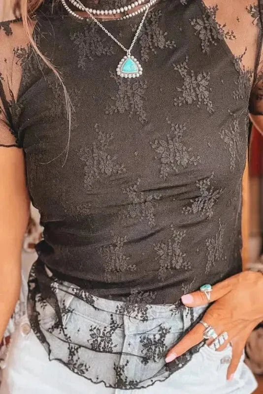 Mesh Blouses Black Orchid Mesh Blouse