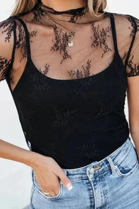 Mesh Blouses Black Orchid Mesh Blouse