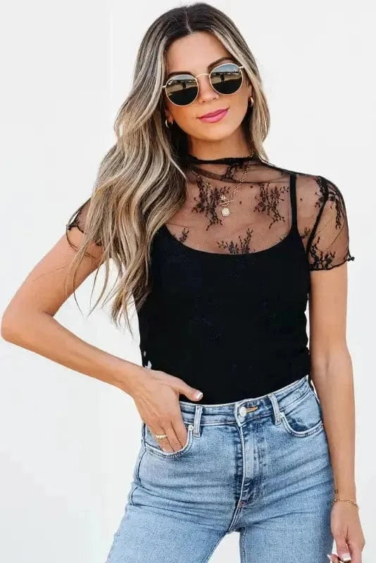 Mesh Blouses Black Orchid Mesh Blouse