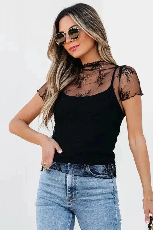 Mesh Blouses Black Orchid Mesh Blouse