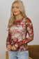 Mesh Tops Floral Mesh Long Sleeve Top