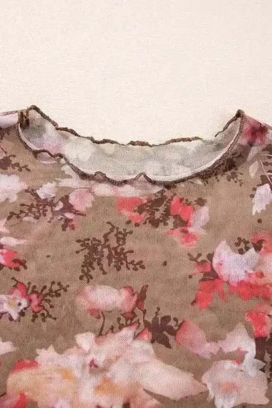 Mesh Tops Floral Mesh Long Sleeve Top