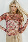 Mesh Tops Floral Mesh Long Sleeve Top
