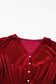 Midi Dresses Black Velvet Midi Dress - Buttoned Puff Sleeve V-Neck Split